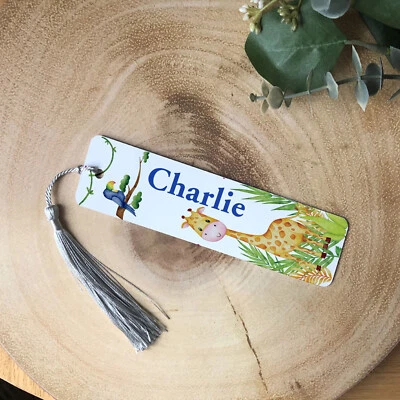 DKJNA Personalised Book Mark Metal Jungle Safari Animal Metal Childrens Bookmark