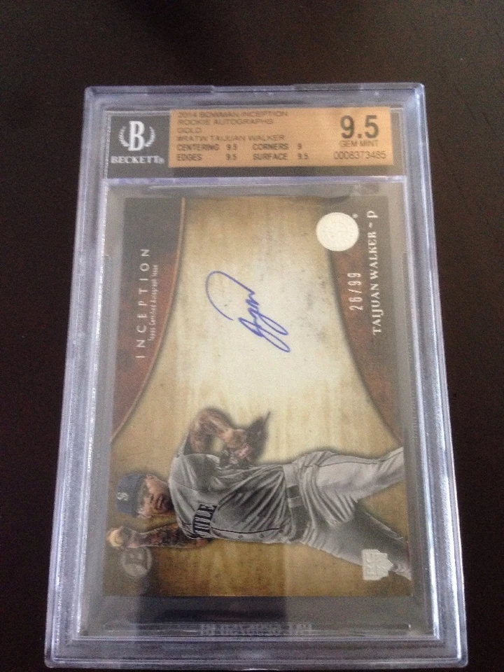 2014 BOWMAN INCEPTION TAIJUAN WALKER ROOKIE AUTO GOLD 26/99 BGS 9.5 GEM MINT - Image 3 of 4