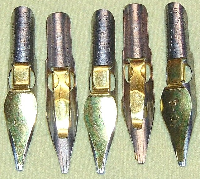 VINTAGE NEW SET OF 5 ROSS F. GEORGE NO. C-4 SPEEDBALL PEN NIBS 