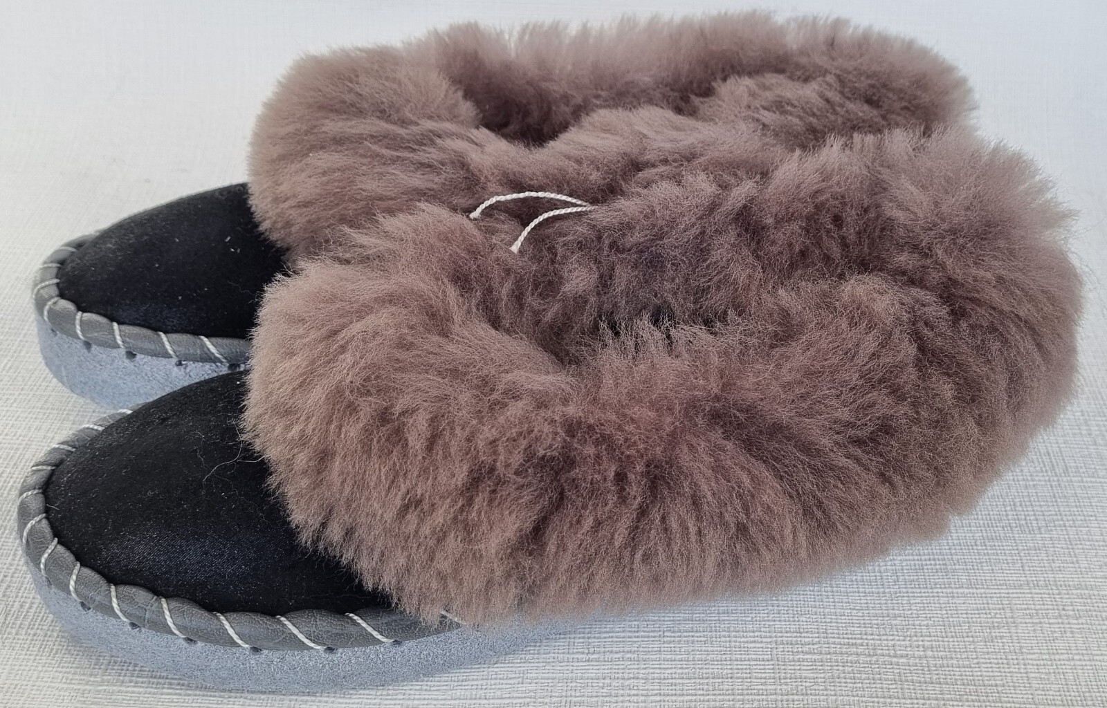 APL PELLICCIA DI AGNELLO calde PELLICCIA mocassino n.37 NUOVE pelle di pecora pelle fatte a mano SCHW*2