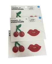 Room Essentials Patches Cherry Lips 3 Packs Red For Backpack A6