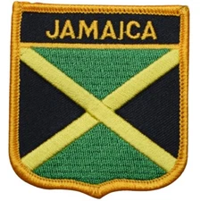 Jamaica Patch - Flag Shield Embroidered Badge 2.75" (Iron Or Sew On)
