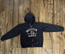 Stitched A.P Brooklyn NY basketball slam Sweatshirt Men Hoodie zipper Small 1985