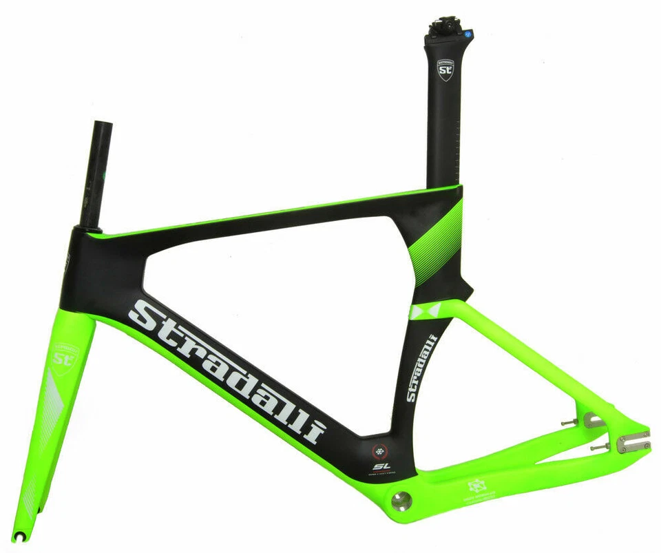 STRADALLI CARBON FIBER AERO TRACK BICYCLE FRAMESET BIKE FRAME FIXED GEAR GREEN - Image 2 of 4
