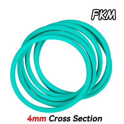 4mm Cross Section O Ring FKM Rubber Ø 12mm - 455mm OD Oil Resistant Seals Washer