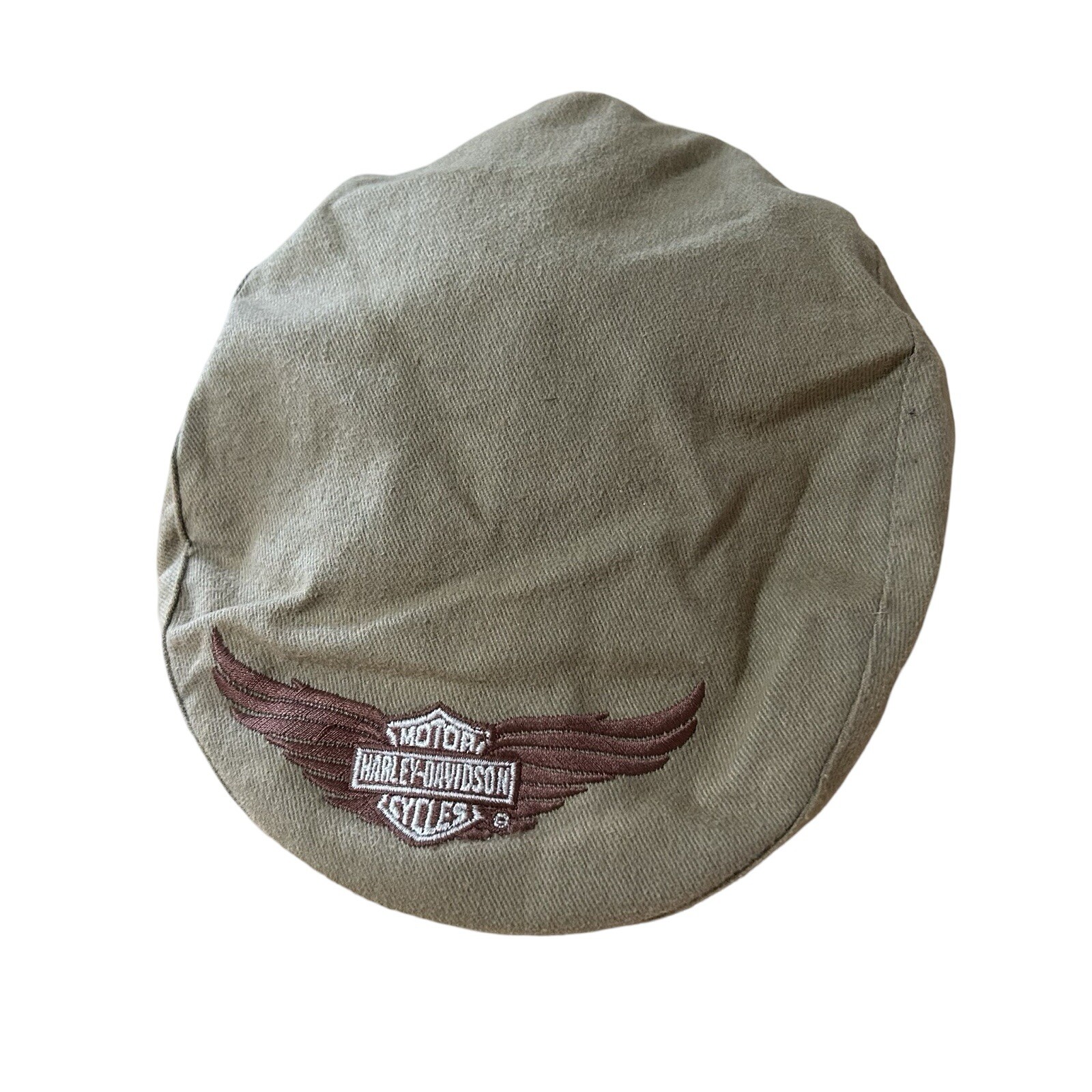 Vintage Harley Davidson Newsboy Cabbie Cap Hat Large Tan Cotton