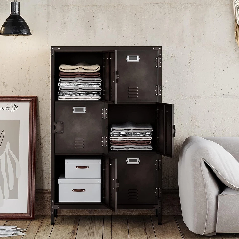 Metal Locker Storage Cabinet,Bedroom Clothes Storage Cabinet with 6 Shelves&Door - Image 2 of 4