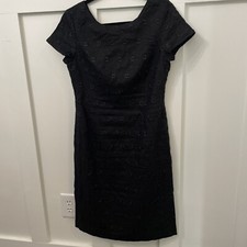 Black Talbots Dress Size 8 Lined- With Rose Bud Embroidery