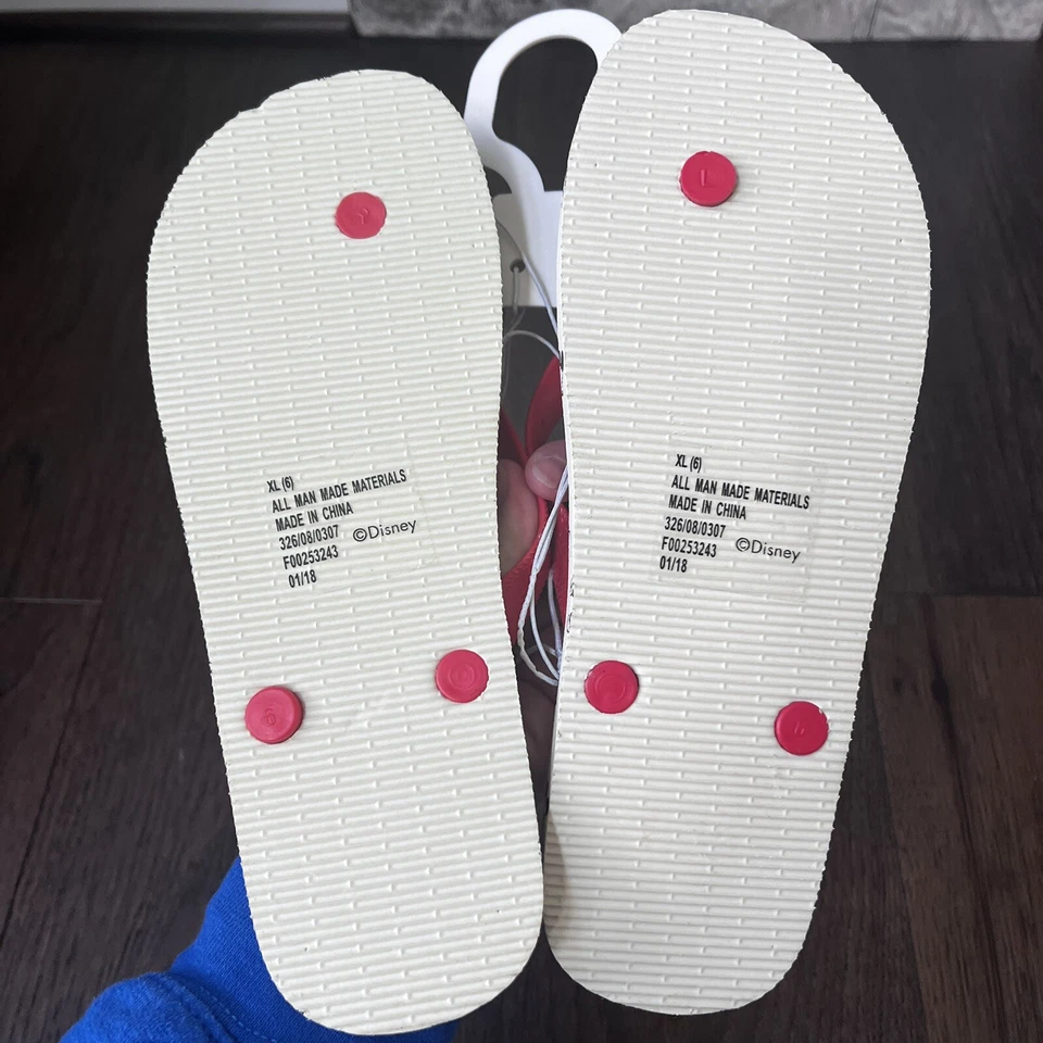 DISNEY MICKEY MOUSE FLIP FLOPS Big Kids Sz 6, XL Junk Food Collab - Image 2 of 4