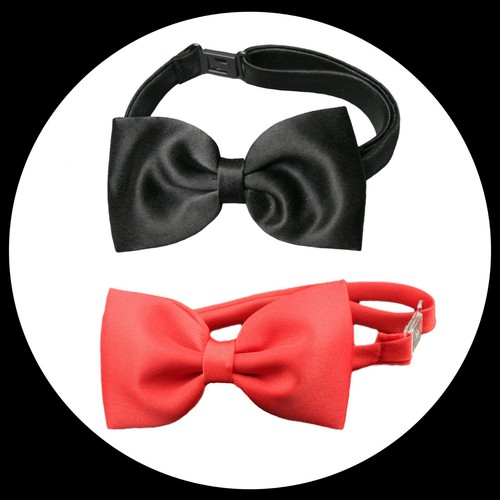 Hermosala Red or Black Handmade Formal Satin Bow Tie for Boy Baby Toddler Teens - Picture 7 of 7