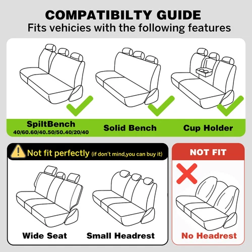 Car Seat Covers Full Set For Toyota 5-Seats Leather Front Rear Split Cover US - Bild 7 von 7
