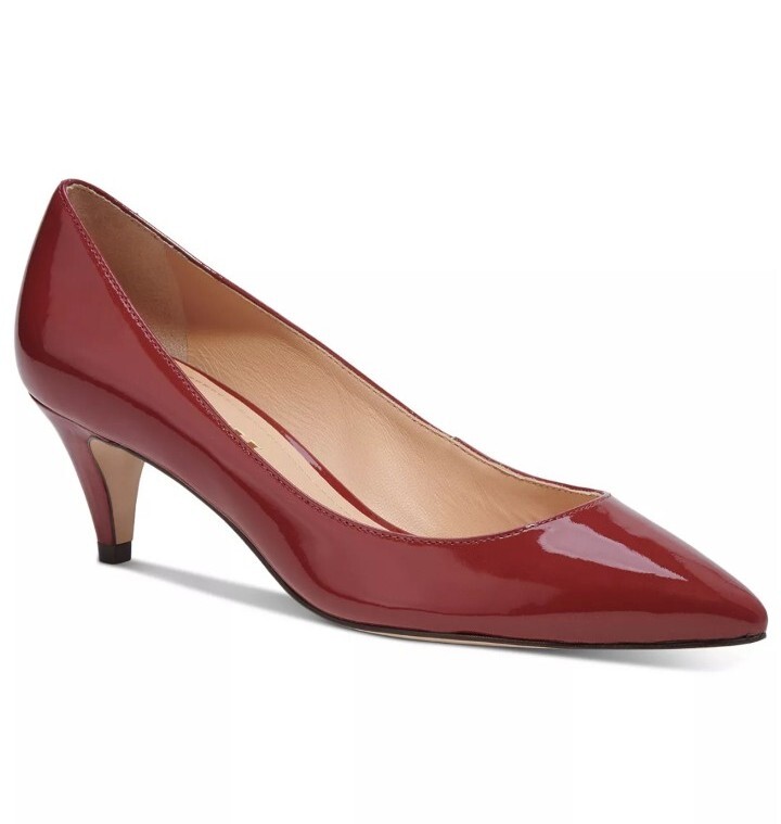 New COACH Sloane Kitten Heel Pumps 'Cherry' Red Burgundy Leather