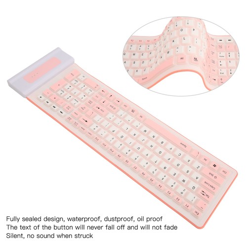 Silicone Keyboard 107 Keys Waterproof Dustproof Folding Two Colors 2.4G Wir Fit - Afbeelding 11 van 18