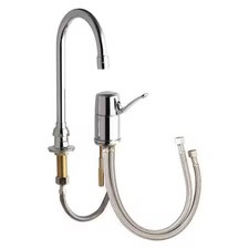 Chicago Faucet 2302-E73abcp Manual Gooseneck Bathroom Faucet, 6" Mount,