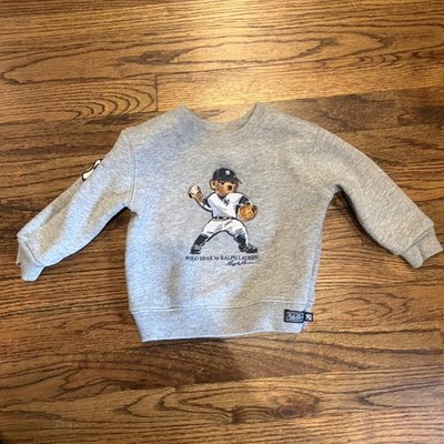 Polo Ralph Lauren NY Yankees Bear Crewneck Sweatshirt Toddler Size 12-18 mo RARE