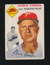 1954 Topps Baseball #183 EARLE COMBS -Coach (Philadelphia Phillies) *HOF*