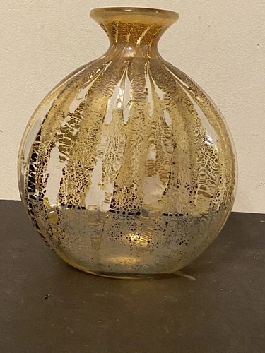 MCM exquisite Seguso Vito Murano Glass Golden Swirl Vase C.1950’s Signed