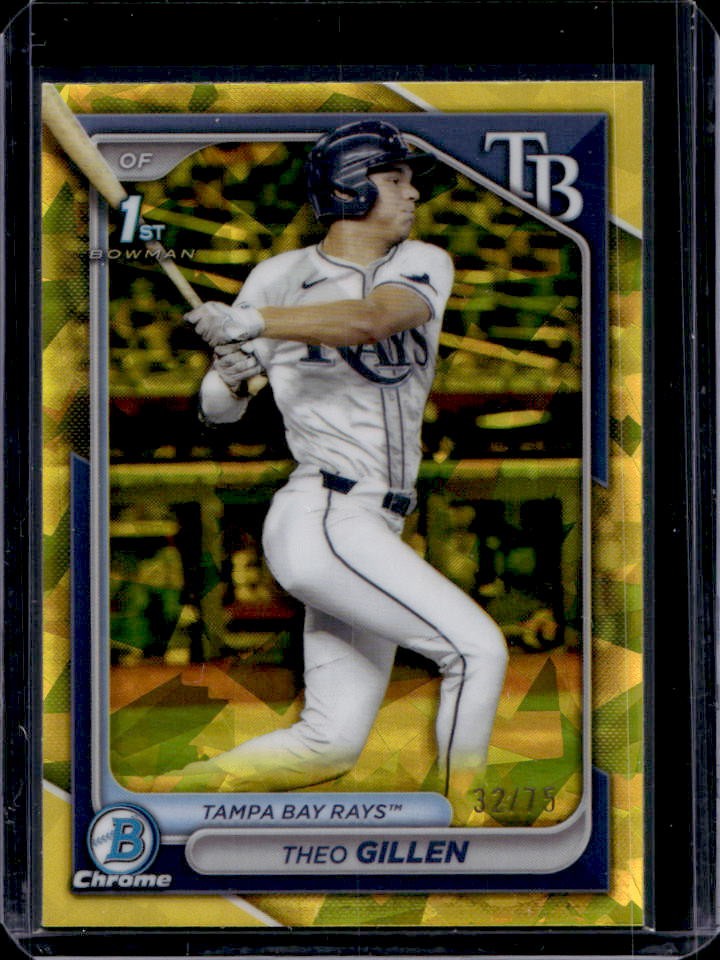 2024 Bowman Draft Sapphire Theo Gillen Chrome Yellow 1st #32/75 Rays