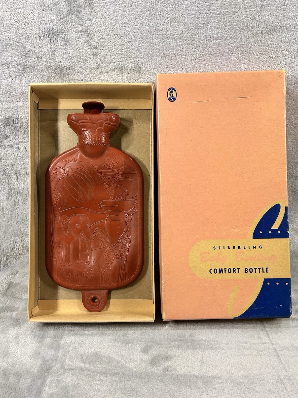 NIB Vintage Seiberling Baby Hot Water Bottle Compress Bag Red Animals ABC’s 50s