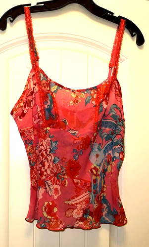 JOSIE Natori 2-Piece Bright Flower Design Sheer Polyester PAJAMA SET (MEDIUM) - Picture 6 of 7