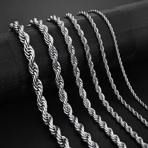 2-6MM Rope Chain Necklace Stainless Steel Fashion Jewelry for Women Men Gift* - product listing photo