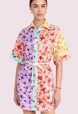 Zimmermann Lightburst Spliced Short Sleeve Mini Dress Size 3 AU 14 US 10