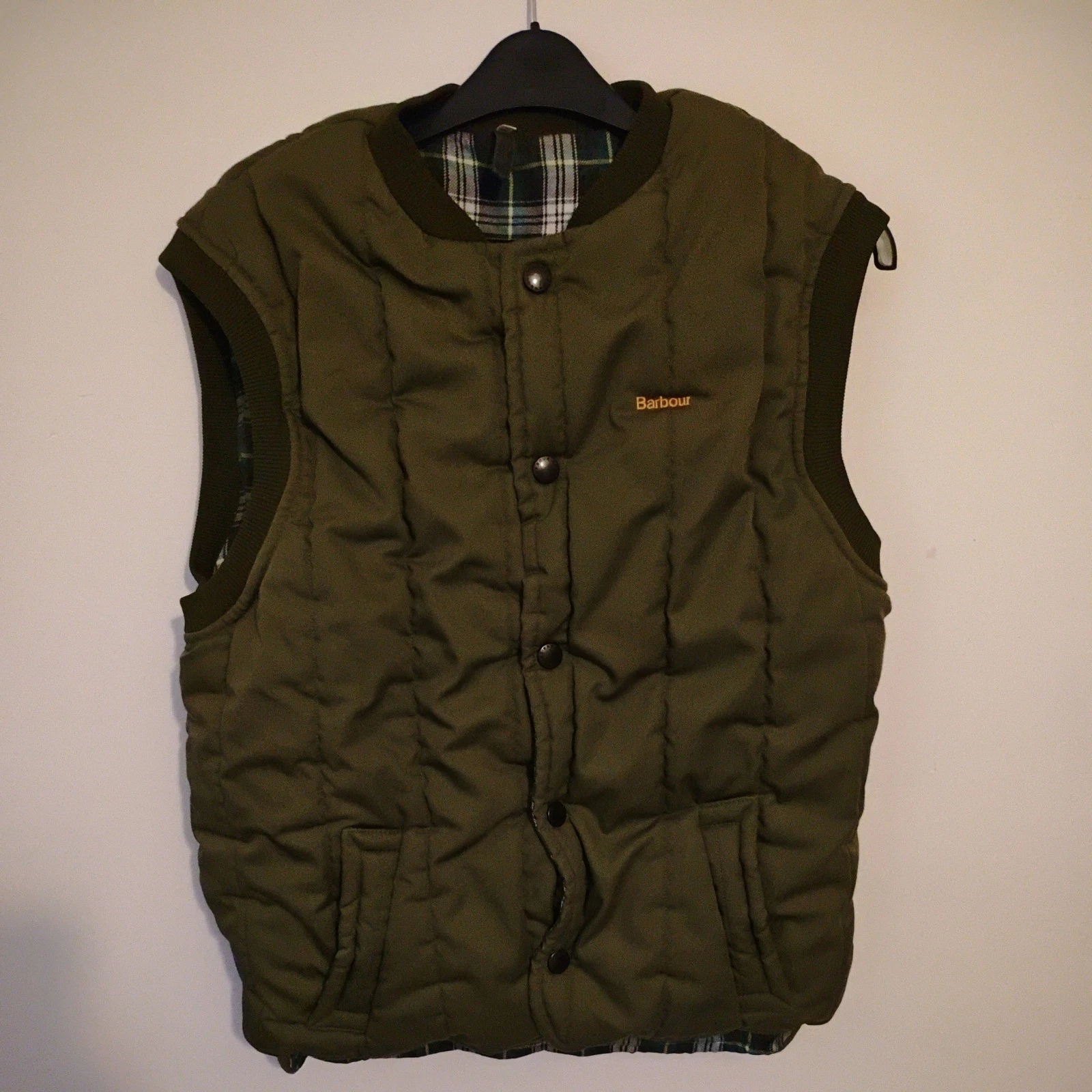 Barbour 1990's Khaki size S Outdoors Hunting Vest Body Warmer Gilet