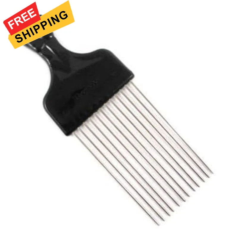 Afro Pick con puño negro - peine de pelo afroamericano de metal 1 unidad (paquete de 1)  Foto 2 de 2