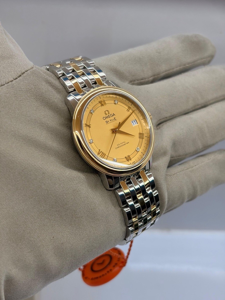 OMEGA De Ville Co-Axial Chronometer Two-Tone Gold Dial Men's Watch