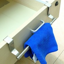 Silver Stainless Steel Towel Rack Adjustable Telescopic Traceless Shelf