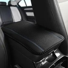 Car Center Console Cover, Car Armrest Cover, Carbon Fiber PU -Black blue