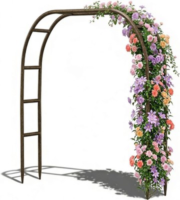 Thickened Metal Garden Arch, 7.8 Ft High X 5.5 Ft Wide Heavy-Duty Arbor with 16M