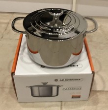 Image of Le Creuset Signature Stainless Steel 20cm Deep Casserole 3.8lt NEW RRP £219