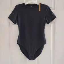 NWT Skims Fits Everybody T Shirt Bodysuit Short Sleeve Size L Onyx