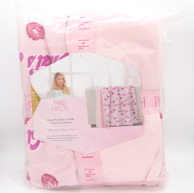 Paris Hilton Luxe Plush Reversible Oversized Throw 60'' x 70'' That's Hot 35982