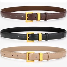 Casual Waist Belt Women's Genuine Leather Golden Pin Buckle Jeans Dress Wear