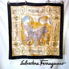 Salvatore Ferragamo Silk Scarf Animal Botanical White/Navy/Golf
