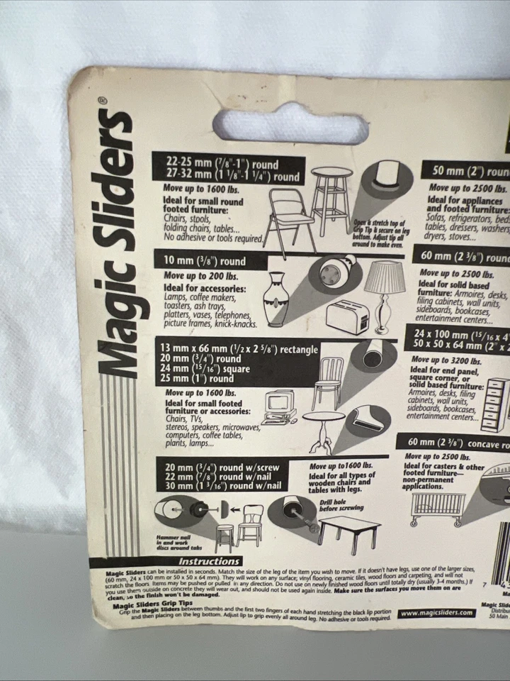 Deslizadores mágicos de colección 7/8" - 1" (22 - 25 mm) puntas de agarre redondas deslizables para muebles (paquete de 4) Foto 4 de 4
