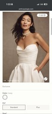 Anthropologie Jenny Yoo Preston Strapless Ball-Skirt Taffeta Wedding Gown Size 6