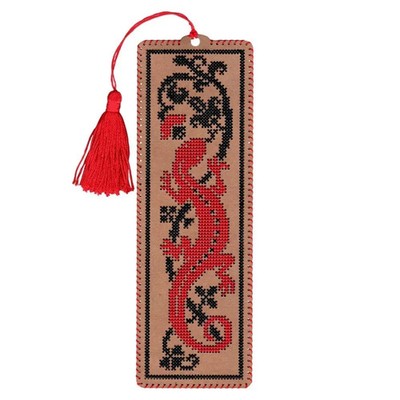 DIY Craft Cardboard Embroidery Kit    Bookmark   Salamandra  unique gift