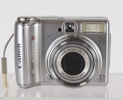 Canon PowerShot A570 IS 7.1 MP 4x Opt. Zoom Compact Digital Camera Batteries 2GB