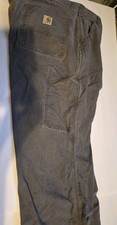 Carhartt Mens Gray Canvas Carpenter Work Pants Relaxed Fit Utility 40x30