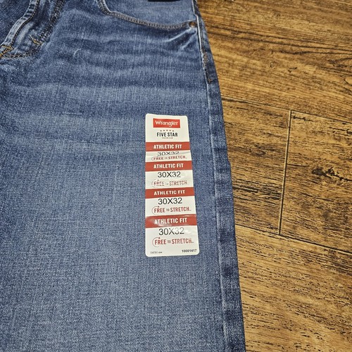 Wrangler Mens jeans 30x32 Athletic Fit Straight Blue 5 Medium Wash Denim - Picture 5 of 13