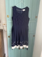 Pretty ‘Apricot’ Navy Lace Dress with Tie, Size S