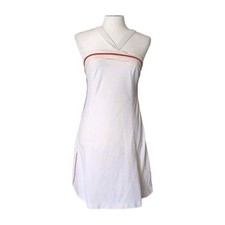 🔥 Vintage AB/SOUL Italy Halter Tennis Dress White Red Piping Mini It 44 US M/L