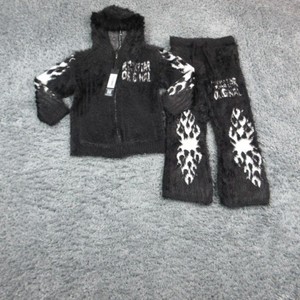 Rockstar Original Tracksuit Boys 8 Black Knitted Mohair Hooded 2 Piece NWT