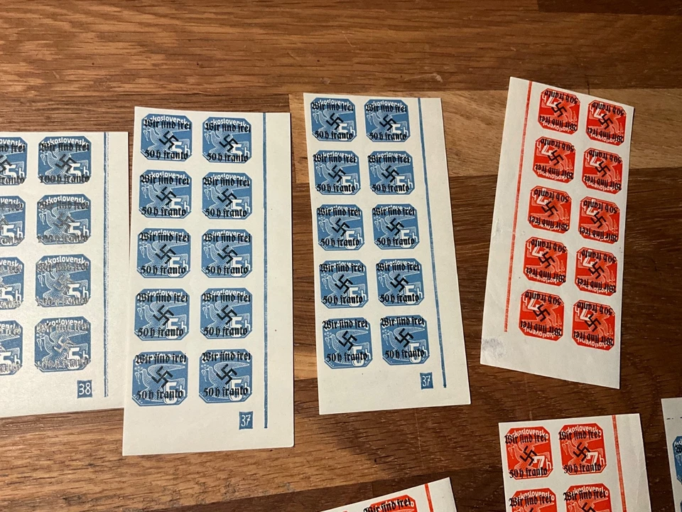 Alemania Checoslovaquia Esvástica Sobreimpresión en bloques imperfectos como nuevos lote 2 ad2 Foto 2 de 4
