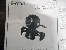 SLIGHTLY USED iHome MyLife Webcam Pro IH-W350DB2 , Black, user manual, 5' cord
