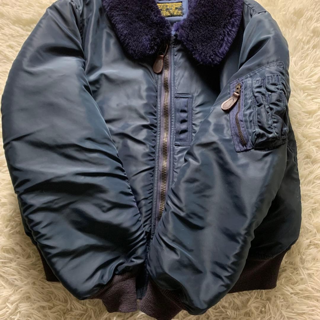 BUZZ RICKSONS Fabric Flight Jacket Navy Size 40 M… - image 7