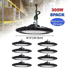 8 Pack 300 Watt UFO Led Light with 5FT Power Cords to Plug in and Play Work Lamp